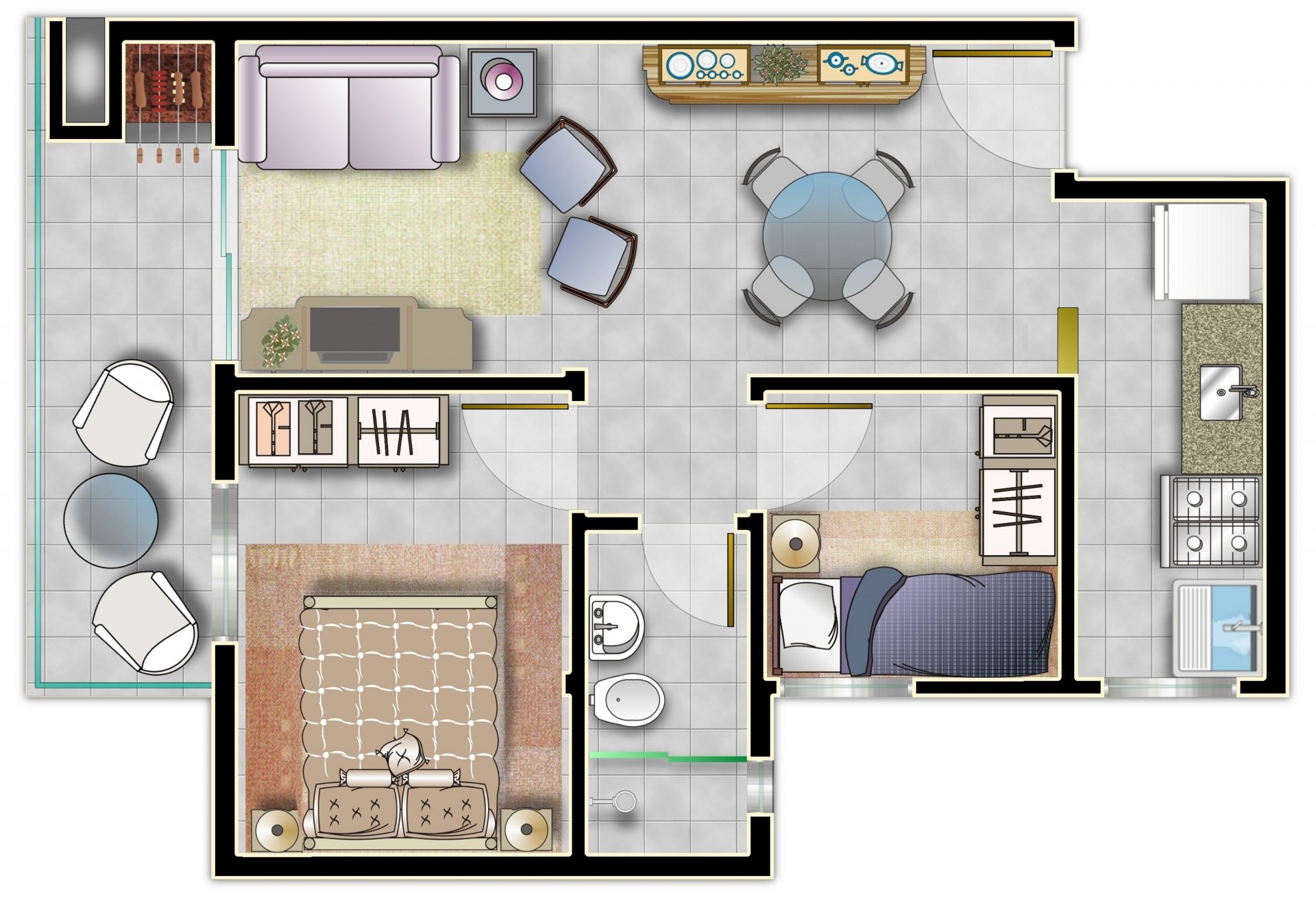 Apartamento com 2 dormitórios - Frente
