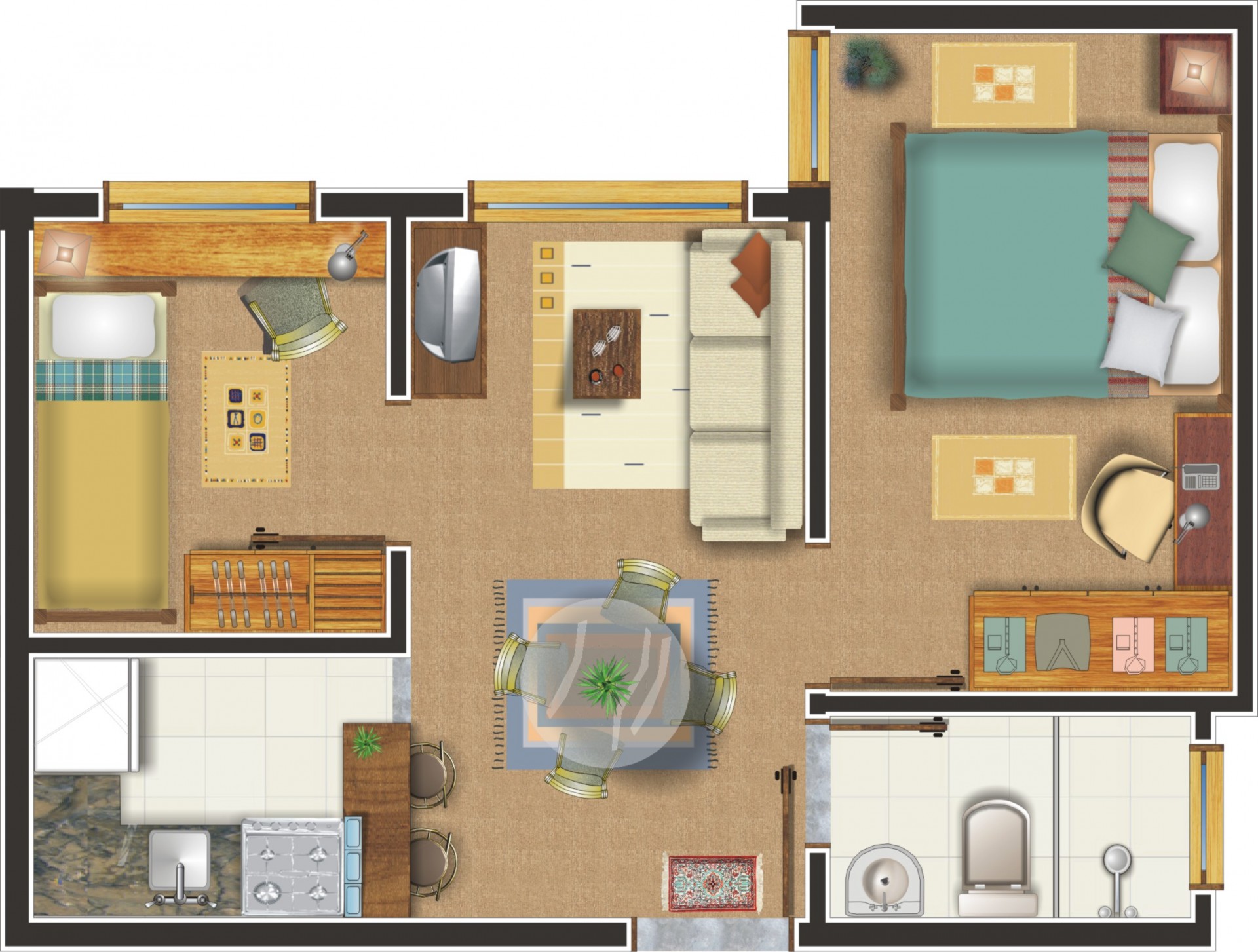 Apartamento com 2 dormitórios - Lateral