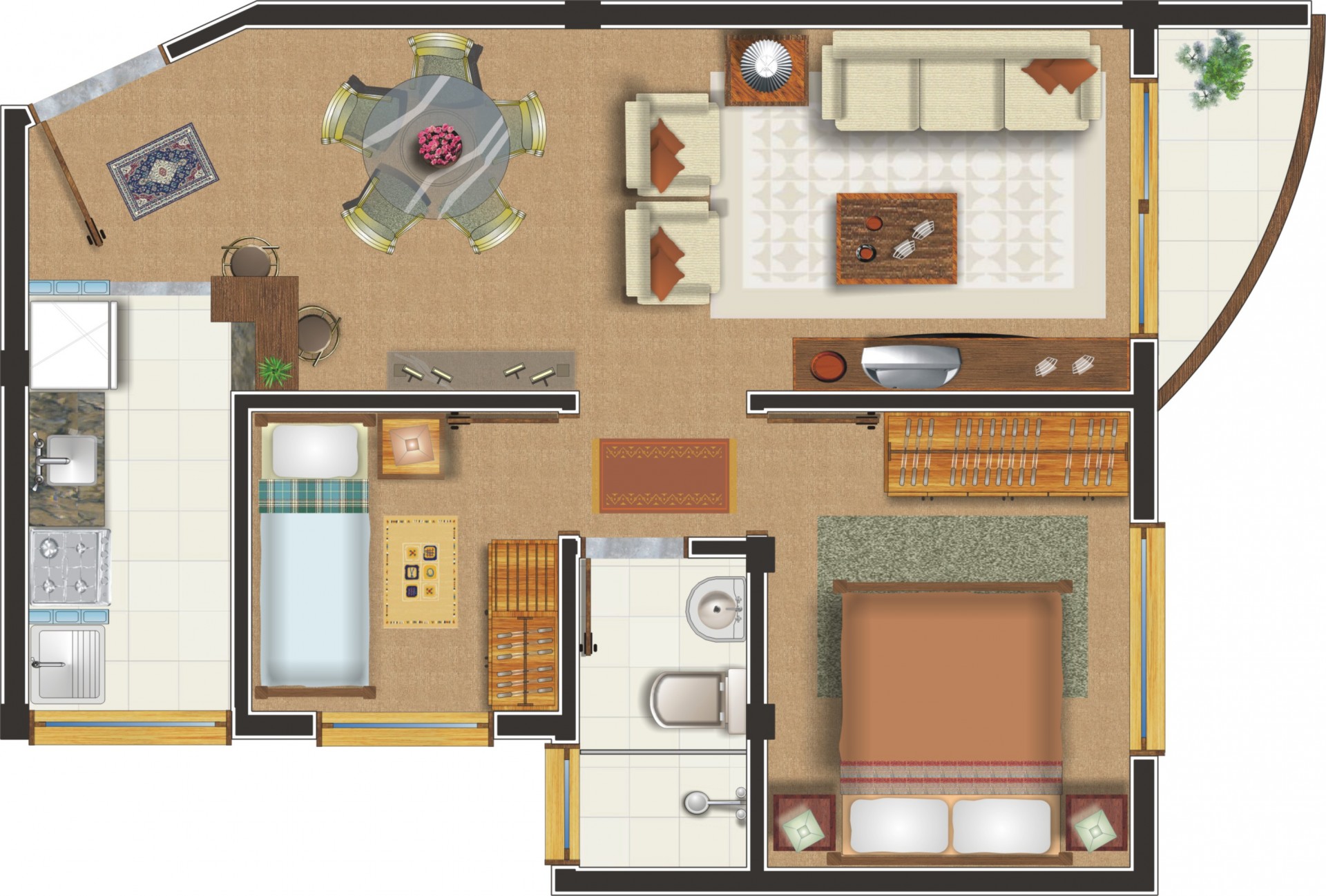 Apartamento com 2 dormitórios - Fundos